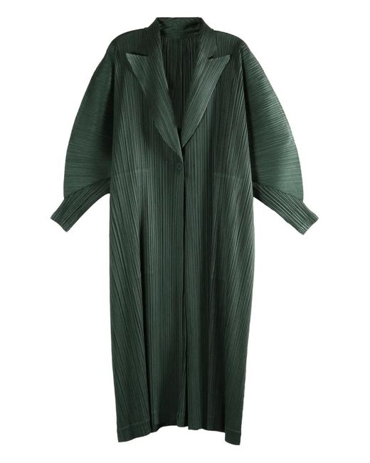 Pleats Please Issey Miyake Green Pleated Coat