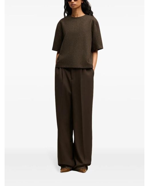 AMI Black Striped Wool Top