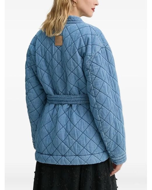 Munthe Blue Quilted Belted Denim Jacket