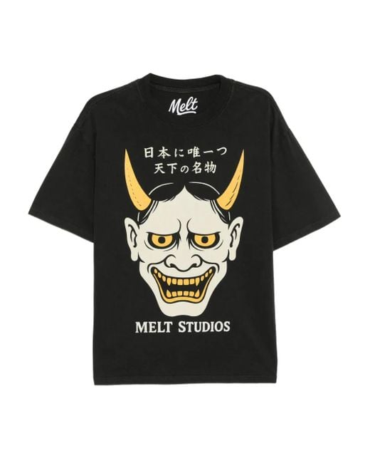 Melt Black Graphic-Print T-Shirt for men