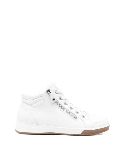 Ara White Zip Leather Sneakers