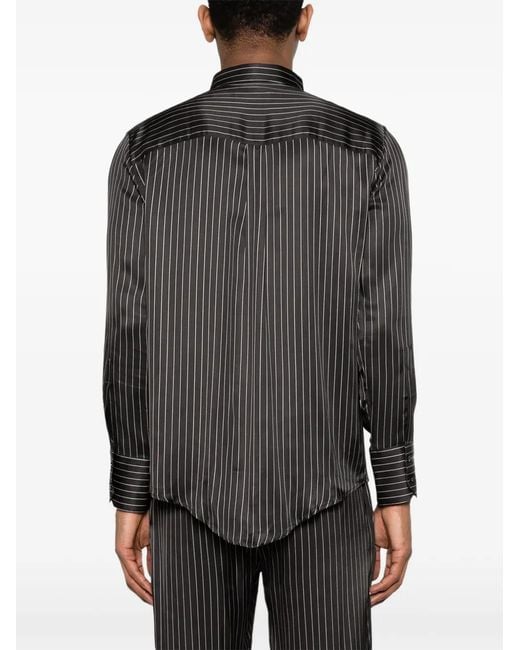 Ernest W. Baker Gray Striped Pocket Shirt for men