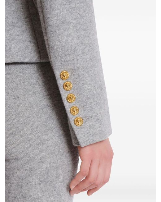 Balmain Gray Six-Button Cotton Knit Jacket