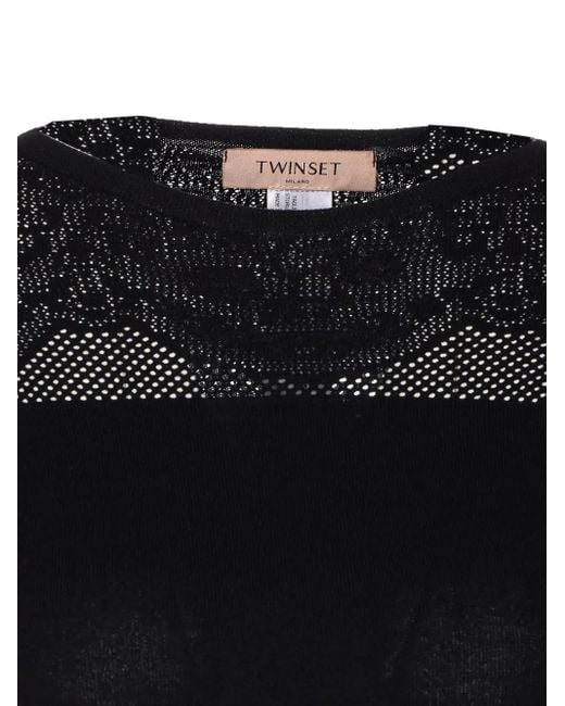 Abito Lungo Con Ricamo di Twinset in Black