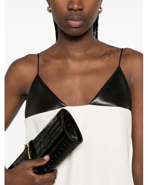 Brandon Maxwell White Contrasting-Panel Midi Dress