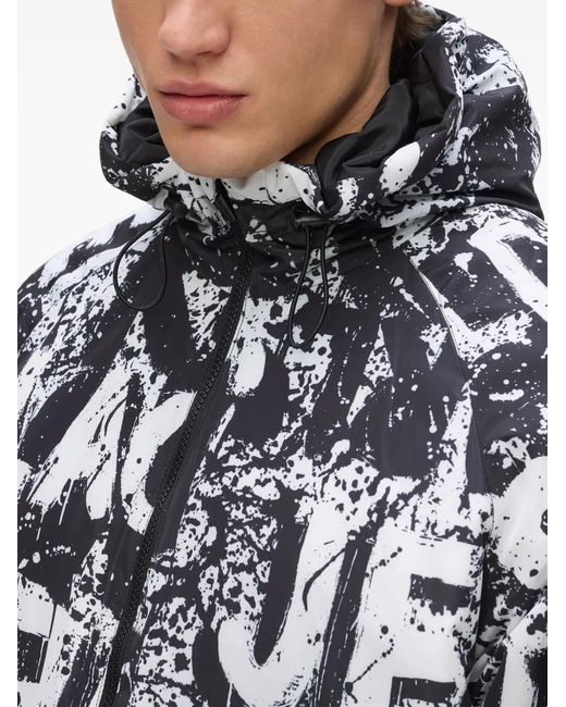 Karl Lagerfeld Black Logo-Print Hooded Jacket for men