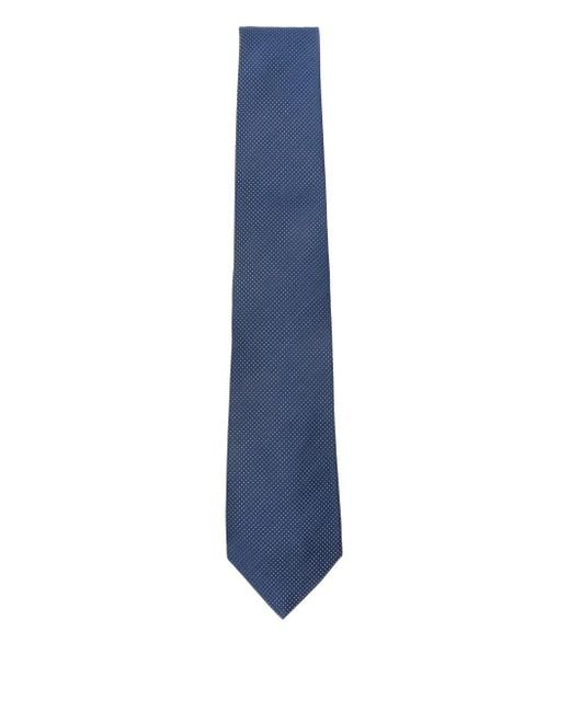 Kiton Gepunktete Seidenkrawatte in Blue für Herren