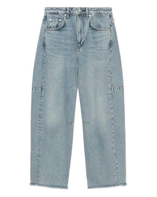 Rag & Bone Blue Charlie Panelled Frayed Jeans