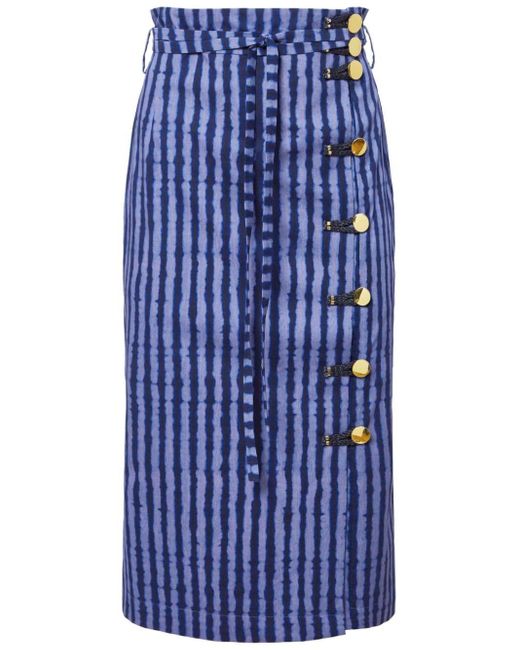 Altuzarra Blue Hiroki Striped Midi Skirt
