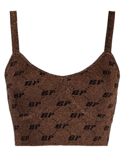 Baum und Pferdgarten Brown Intarsia-Knit Logo Cropped Vest