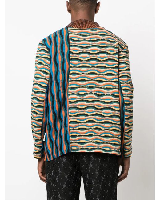 ANDERSSON BELL Green Zigzag Mix-Pattern Jumper for men