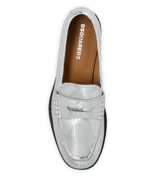 Mocasines con efecto de piel de serpiente DSquared² de color White