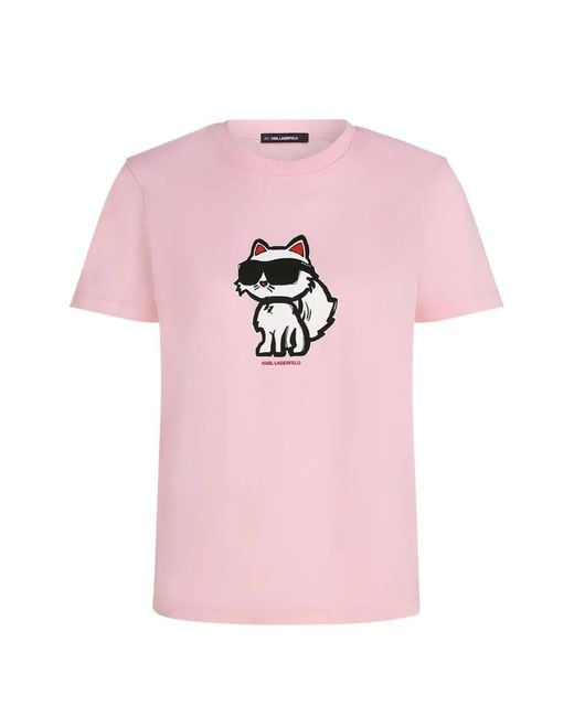 Karl Lagerfeld Pink Ikon Choupette T-Shirt