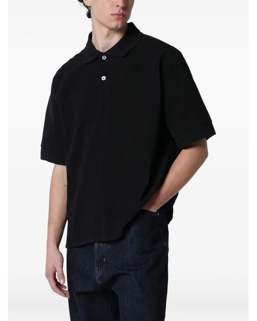 Studio Nicholson Black Short-Sleeve Polo Shirt for men