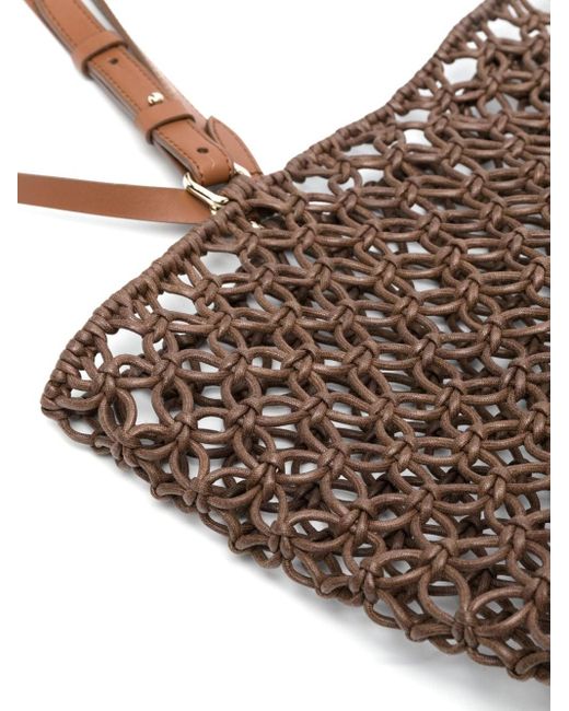 Max Mara Brown Woven Leather Tote Bag