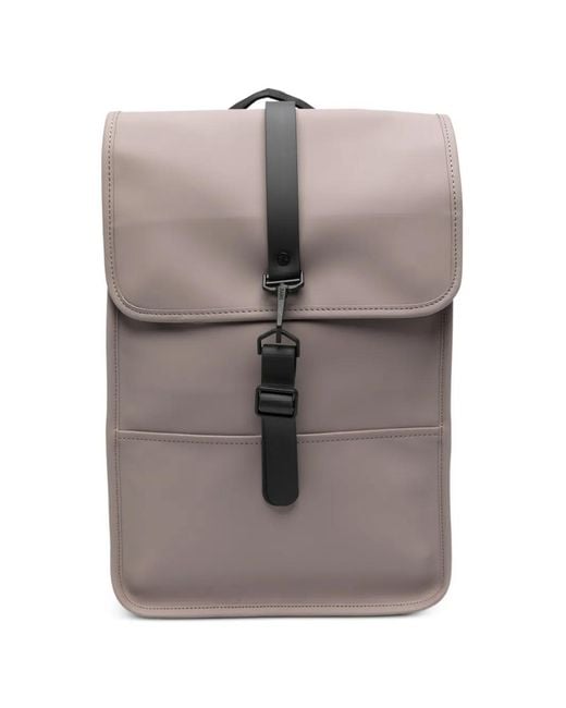 Rains Gray Carabiner-Fastening Foldover-Top Backpack
