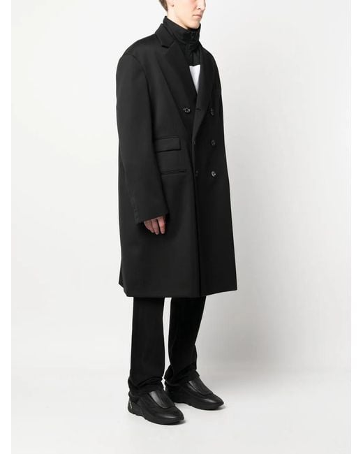 424 Black Double-Breasted Oversize Coat for men