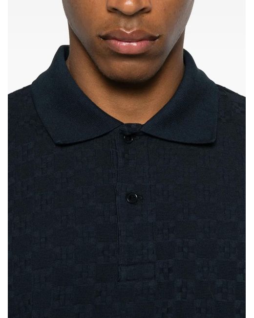 Sandro Blue Square Cross Jacquard Polo for men