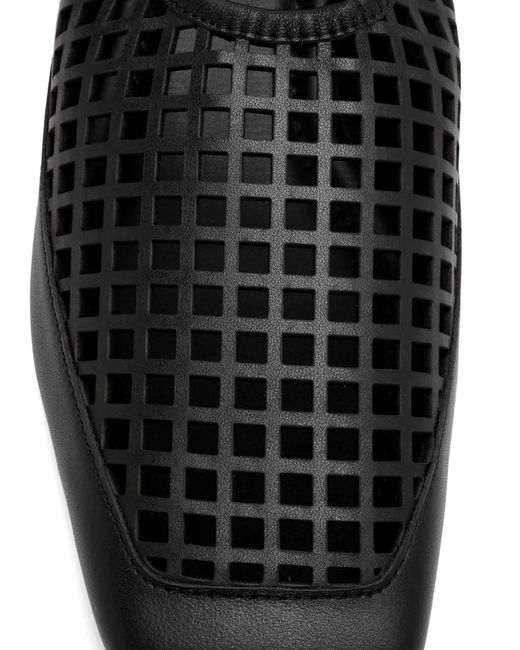 St. Agni Black Perforated Square-Toe Ballet Flats