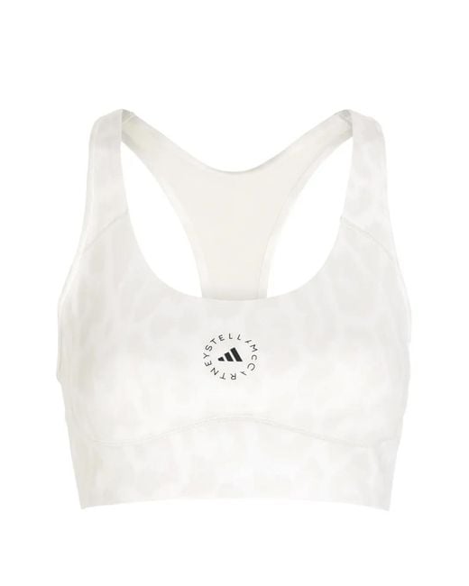 Adidas By Stella McCartney White Logo-Print Sports Bra