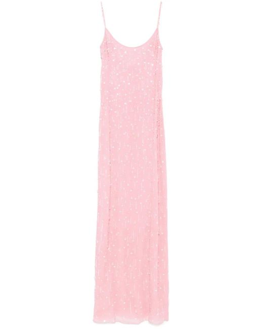Blumarine Pink Bead-Tassel Maxi Dress