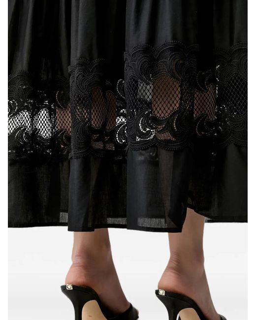 Morgan Black Tiered Lace-Insert Maxi Skirt