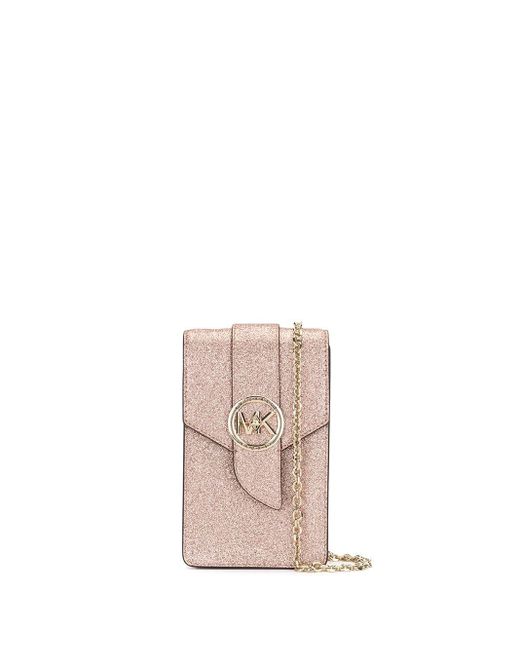MICHAEL Michael Kors Glitter Detail Smartphone Crossbody Bag in Pink | Lyst