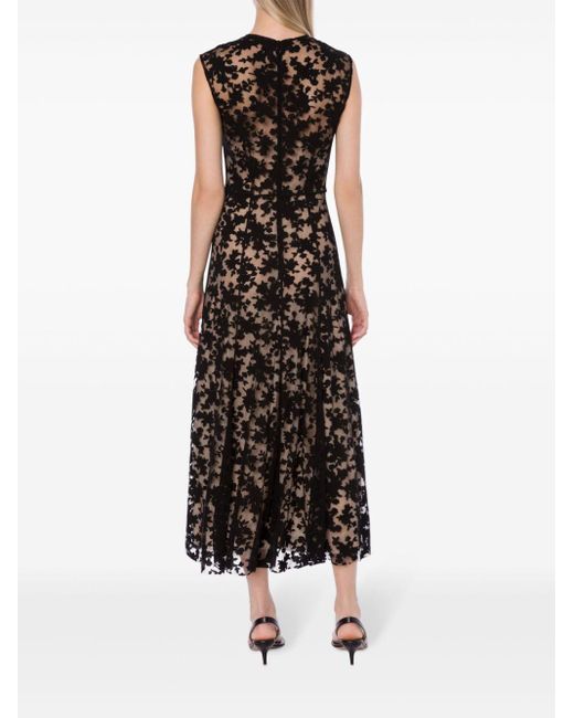Philosophy Di Lorenzo Serafini Black Floral-lace Sheer Midi Dress