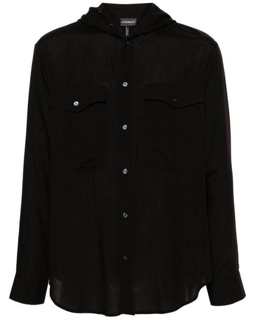 Chemise boutonnée à capuche Emporio Armani pour homme en coloris Black