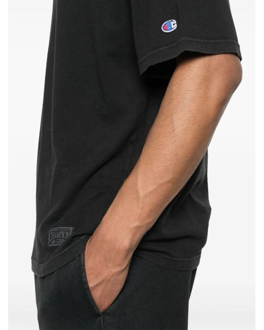 メンズ Champion ロゴ Tシャツ Black