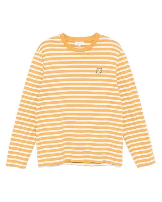 T-Shirt Bold Fox Con Applicazione di Maison Kitsuné in Natural da Uomo