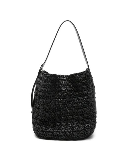 Totême Black Medium Belted Paper Tote Bag