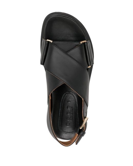 Marni Black Fussbett Leather Slingback Sandals for men