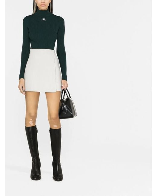 Courreges Green Logo-Patch Ribbed-Knit Jumper