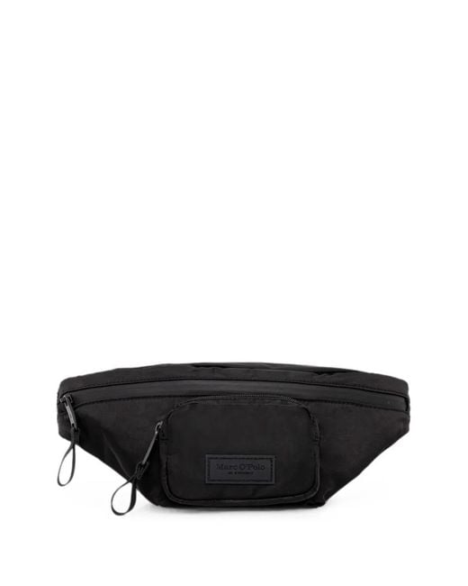 Marc O' Polo Black Logo-Patch Zip-Fastening Belt Bag for men
