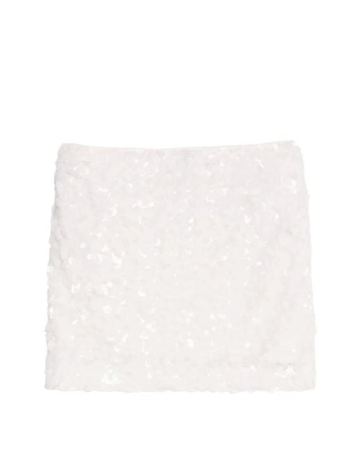 Calvin Klein White Sequin-Embellished Mini Skirt