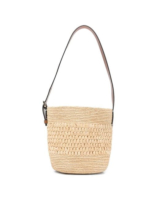 Manebí White Woven-Raffia Shoulder Bag