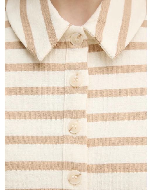 Benetton Natural Striped Long-Sleeve Polo Shirt