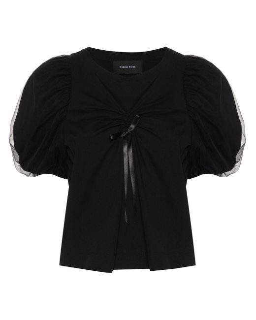 T-shirt en coton à design froncé Simone Rocha en coloris Black
