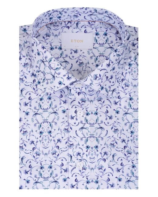 Eton of Sweden Blue Floral-Print Shirt for men