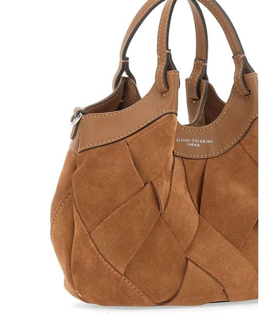 Gianni Chiarini Dua Suède Shopper Met Geometrisch Patroon in het Brown