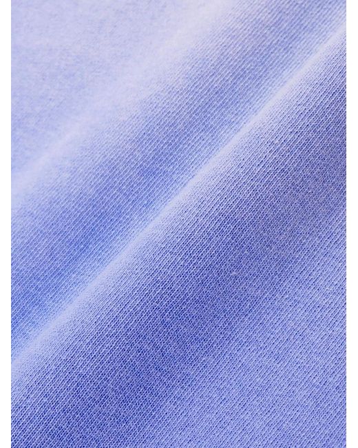 Sporty & Rich Blue Serif Logo-Embroidered Cotton Hoodie