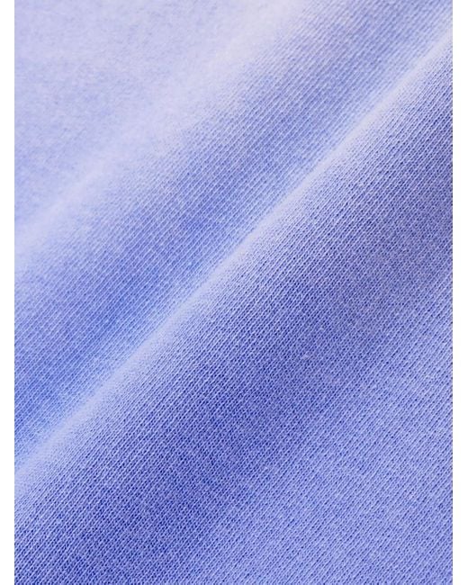 Sporty & Rich Blue Serif Logo-Embroidered Cotton Hoodie