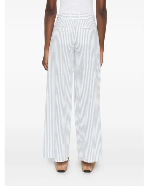 Forte_forte White Striped Pleated Trousers