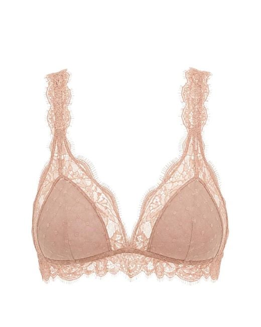 LoveStories Natural Lace-Trimmed Point D'Esprit Bra