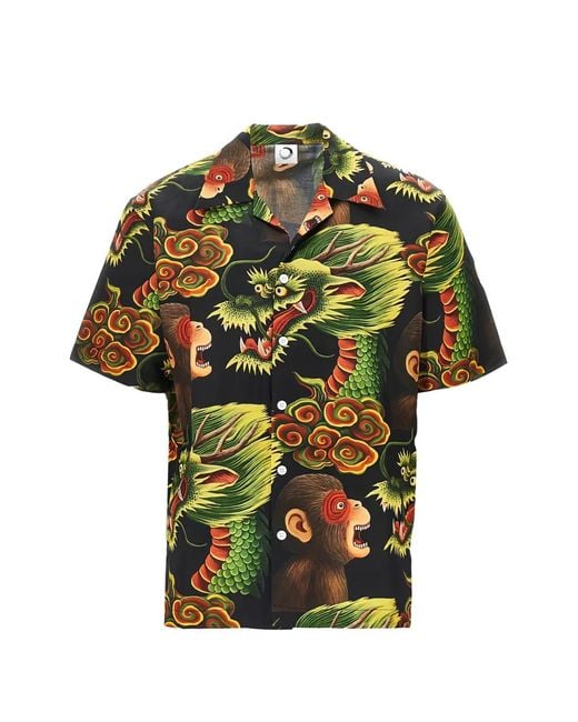 Endless Joy Green Monkey Dragon Printed Shirt for men