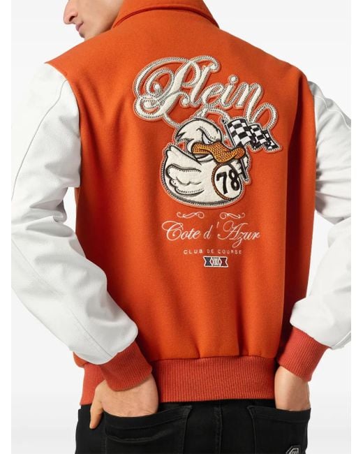 Philipp Plein Orange Veste Bomber Coster College Pp Ducks for men