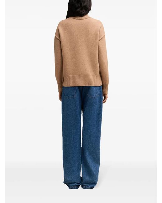 AMI Brown Ami De Coeur Wool Jumper