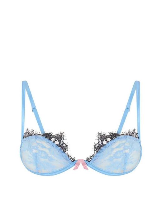 The Attico Blue Soutien-Gorge À Nœud Et Finitions En Dentelle