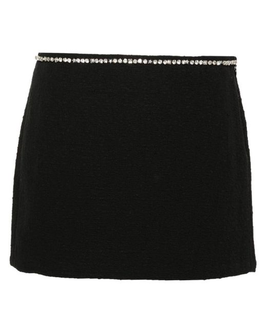 N°21 Black Crystal-embellished Bouclé Mini Skirt